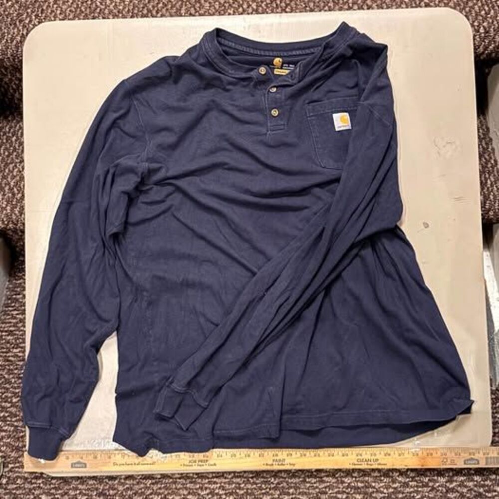 Carhartt K128 Navy Long Sleeve Henley Shirt 2XL Tall